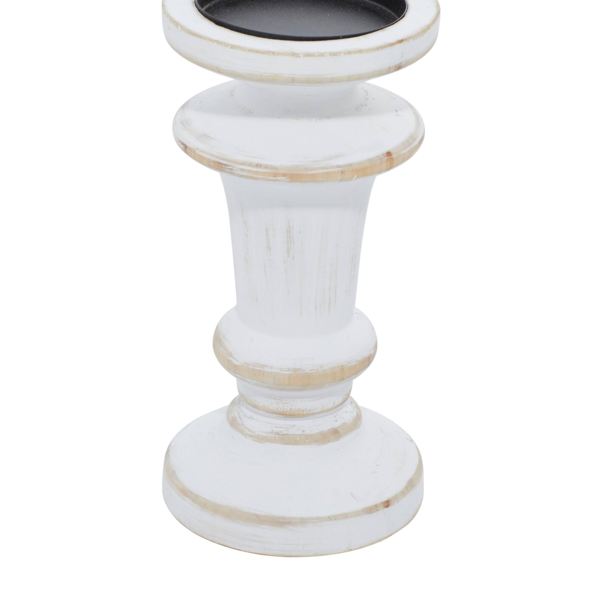 White Wood Farmhouse Candle Holder Set